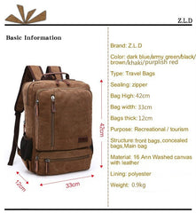 Vintage Canvas Backpack Men Large Capacity Travel Shoulder Bag