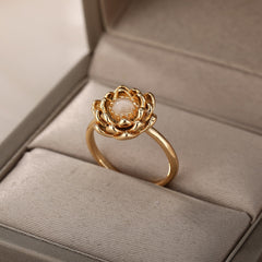 Vintage Opal Rings For Women Stainless Steel Sun Rings