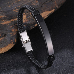 Trendy Leather Bracelet Men Stainless Steel Handmade Bangles