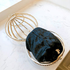 Rhinestone Spherical Cage Evening Clutch Bag