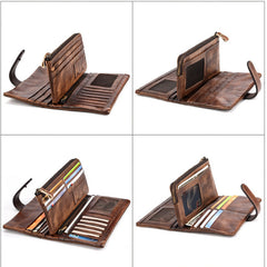 Vintage Long Wallet Men Women RFID Blocking Credit Card Holder