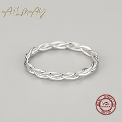 Simple Braided Texture Stackable Rings Minimalist