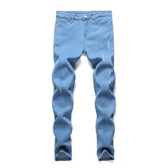 Mens Skinny Blue jeans Popular Scratch Slim Denim Pants Pencil Pants