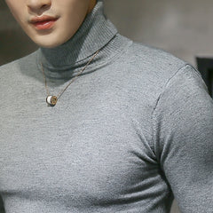 Turtleneck Sweaters Black Sexy Brand Knitted Pullovers Men Solid Color