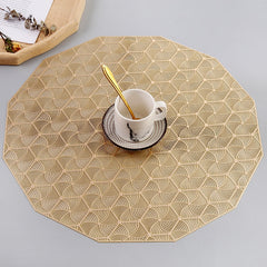 PVC Bronzing leaves Flower Hollow Non-slip Kitchen Placemat