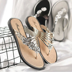 Women Fashion Peep Toe Silver Anti Skid Beach Sandals