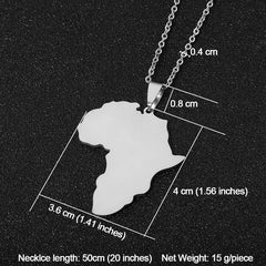 African Map Pendant Necklaces Stainless Steel Gold Color Jewelry Gift
