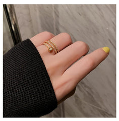 Fashion Jewelry Exquisite Gold Plated Zircon Ring Elegant Adjustable
