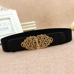 63cm Female Fashion Thin Elastic Stretch Waistband Crystal Bow Belt