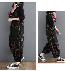 Loose Jeans Black Jumpsuit Women Casual Oversized Baggy Ladies Pants