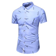 Style Design Short Sleeve Casual Shirt Men Print Beach Blouse