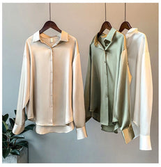Clothing Silk Shirt Vintage Blouse Women Sheer Top Women Longsleeve