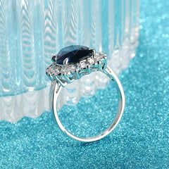Trendy Silver Fine Jewelry with Gemstones Flower shaped Ring