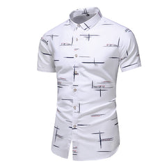 Style Design Short Sleeve Casual Shirt Men Print Beach Blouse
