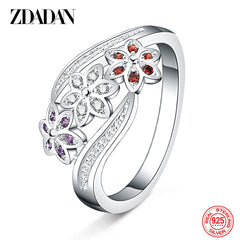 Fashion Adjustable Open CZ Flowers Ring
