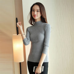 Turtleneck Sweater Women Fashion Spring Stretch Tops
