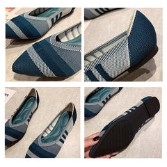 Woman Knit Pointed Flat Shoes Ballet Shoes Mixed Color