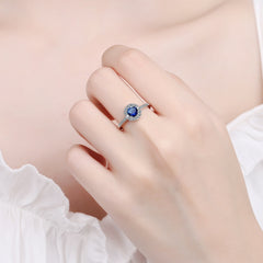 Stamp Silver Crystal Zircon Adjustable Size Ring