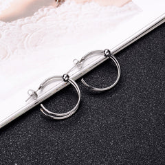 Stainless Steel Exaggerated Round Bead Hoop Earring