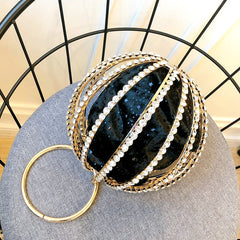 Rhinestone Spherical Cage Evening Clutch Bag
