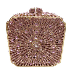 Crystal Women Evening Bag Metal Box Clutch Diamond Mini Handbags