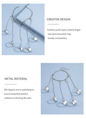 Sindlan Punk Geometric Silver Color Chain Wrist Bracelet