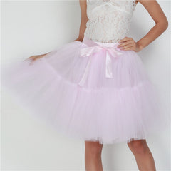 5 Layers 60cm Tutu Tulle Skirt Vintage Midi Pleated Skirts