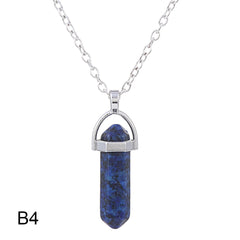Hexagonal Cylindrical Crystal Necklace Natural Stone Pendant