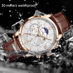 Men Watches Fashion Leather Waterproof Luminous Quartz Wristwatch