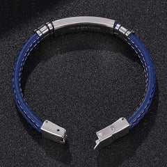 Trendy Leather Bracelet Men Stainless Steel Handmade Bangles