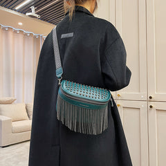 Fashion Tassel Leather Large Capacity Crossbody Chest Bag