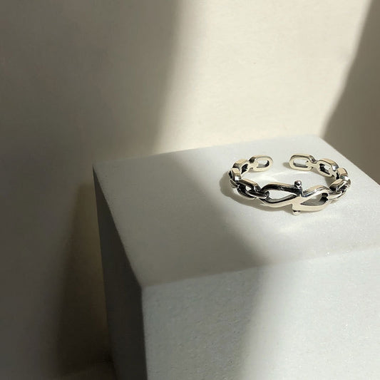 S925 Sterling Silver Rings for Women Fashion Geometry Simplicity Adjustable