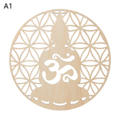 1PC Flower of Life Shape Wooden Wall Sign Laser Cut Non-slip Coaster Set