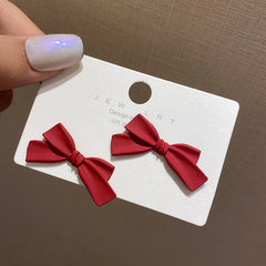 Sweet Burgundy Enamel Heart Earrings