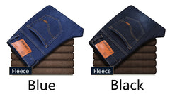 Classic MenRegular Fit Fleece Jeans Business Fashion Loose Casual