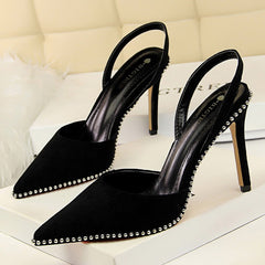 Shoes Rivet High Heels Woman Pumps Pu Leather Women Heels 9cm