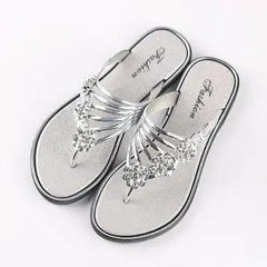 Women Fashion Peep Toe Silver Anti Skid Beach Sandals