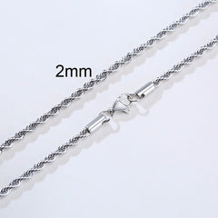 Men Ropes Long Necklace Stainless Steel Minimalist Twist Rope Chain Necklace