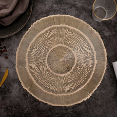 PVC Bronzing leaves Flower Hollow Non-slip Kitchen Placemat