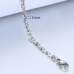 3mm Bracelet for Men Curb Cuban Rolo Box Wheat Link Chain Stainless Steel