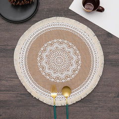 ROUND Cotton and linen Placemat For Dining Table Mat
