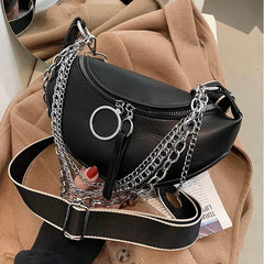 Luxury Chain Waist Belt Bag For Women Leather Crossbody Chest pack