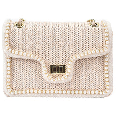 Weave Square Crossbody Bag handbag quality Straw pearl