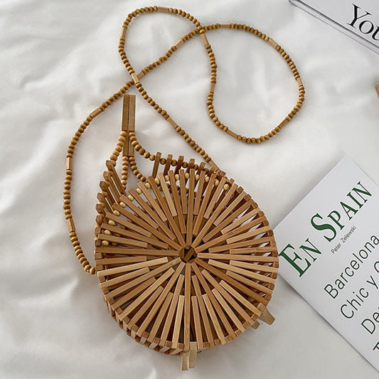 handbag for women shoulder bag semicircle bamboo woven beach bag