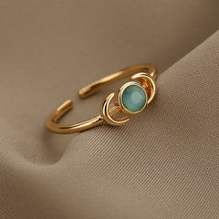 Vintage Opal Rings For Women Stainless Steel Sun Rings