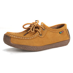 Ladies Suede Leather Lace-up Flats Boat Casual Shoes Moccasin Comfy Slip on
