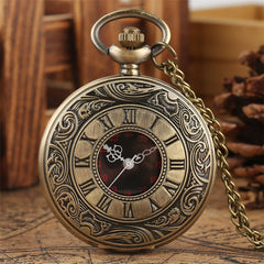 Black Roman Numerals Quartz Pocket Watch
