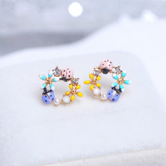Style Sweet Colorful Flower Stud Earrings