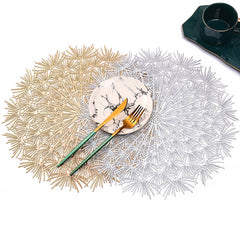 PVC Bronzing leaves Flower Hollow Non-slip Kitchen Placemat