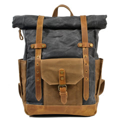 Vintage Canvas Backpacks for Men Oil Wax Canvas Leather Travel Backpack